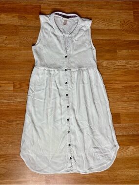 Knox Rose White Lined Button Down Mini Casual Summer Dress/Swim Cover Dress XS